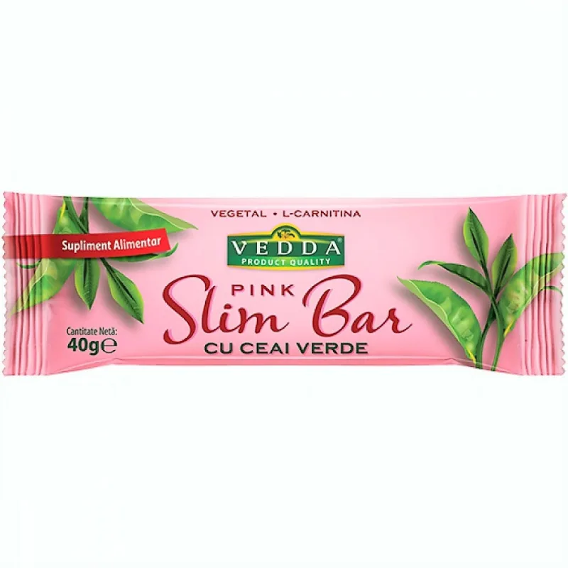 BATON SLIM BAR CU CEAI VERDE PINK 40GR Vedda — preț și oferte
