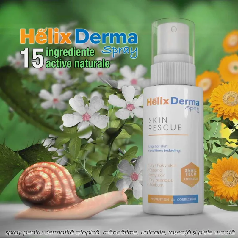 Helix Derma Spray - impotriva dermatitei, mancarimilor, urticariei, rosetii si pielii uscate - 100 ml HDS100L PrimeFarma — preț și oferte