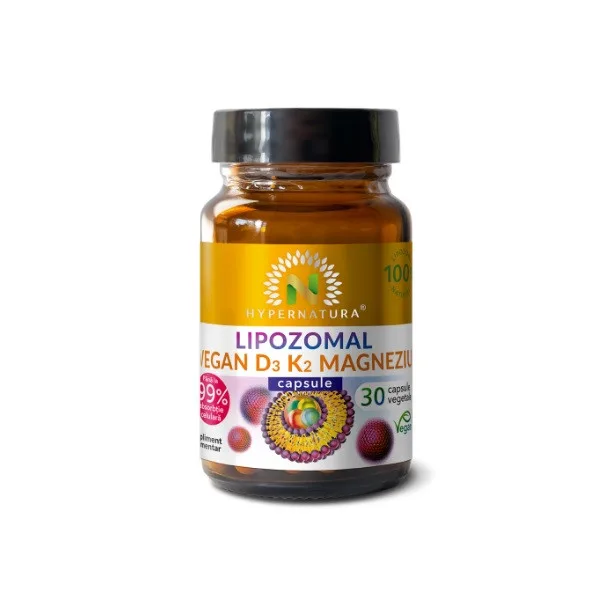 Hypernatura Lipozomal Vegan D3 + K2 + Magneziu - minerale si vitamine - 30 cps — preț și oferte