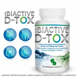 Dual BiActive D-Tox - supliment alimentar pentru sistemul gastro-intestinal imbunatatit cu probiotice si vitamine - 30 c...