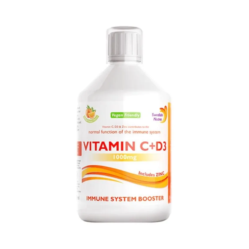 Vitamina C Lichida 1000 Mg + Vitamina D3 + Zinc, 500ml, Swedish Nutra — preț și oferte