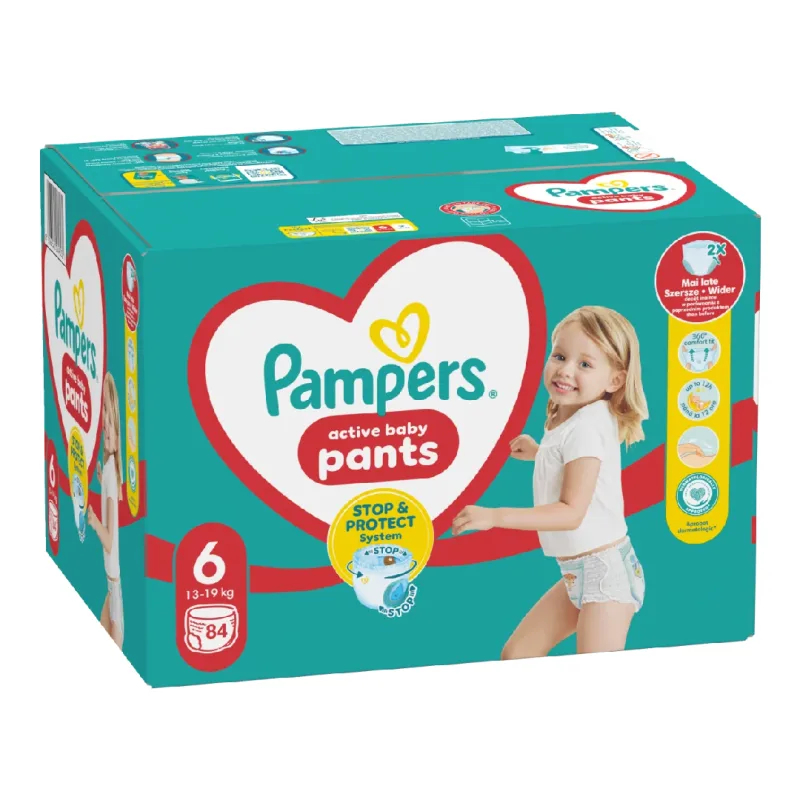 Scutece chilotel Active Baby Pants Nr.6, 13-19 kg, 84 bucati, Pampers — preț și oferte