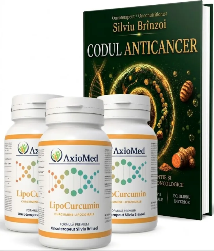 AxioMed Pachet 3 LipoCurcumin si o carte Codul Anticancer — preț și oferte