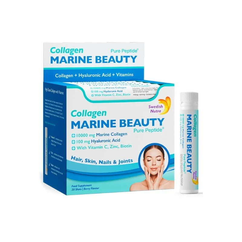 Colagen Marin lichid hidrolizat MARINE BEAUTY, de Tip 1 si 3, 20 fiole, Swedish Nutra — preț și oferte