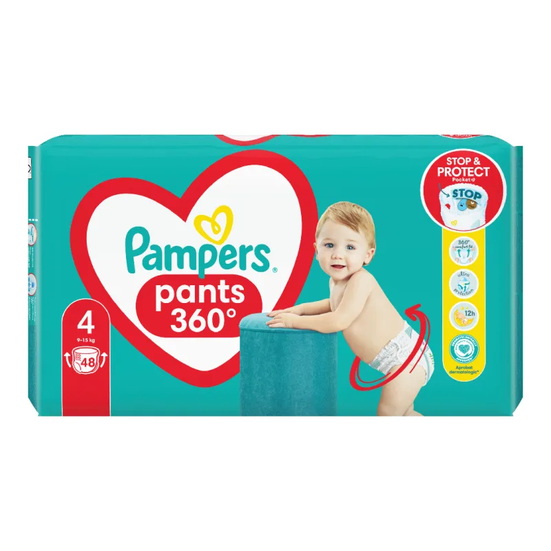 Scutece chilotel Active Baby Pants Nr.4, 9-15 kg, 48 bucati, Pampers — preț și oferte