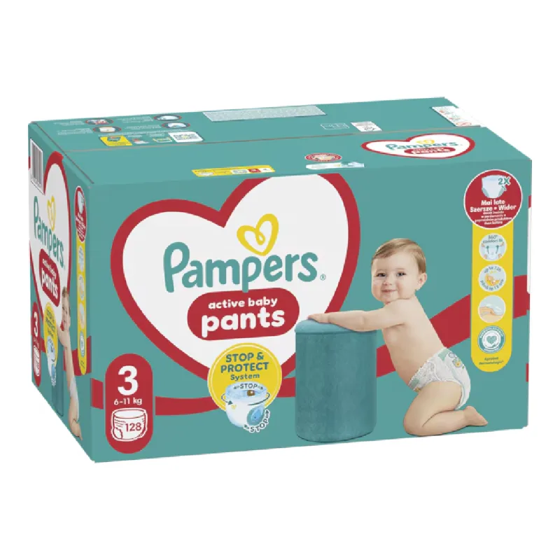 Scutece chilotel Active Baby Pants Nr.3, 6-11 kg, 128 bucati, Pampers — preț și oferte