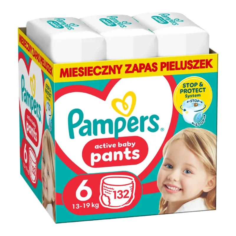 Scutece chilotel Active Baby Pants Nr.6, 13-19 kg, 132 bucati, Pampers — preț și oferte