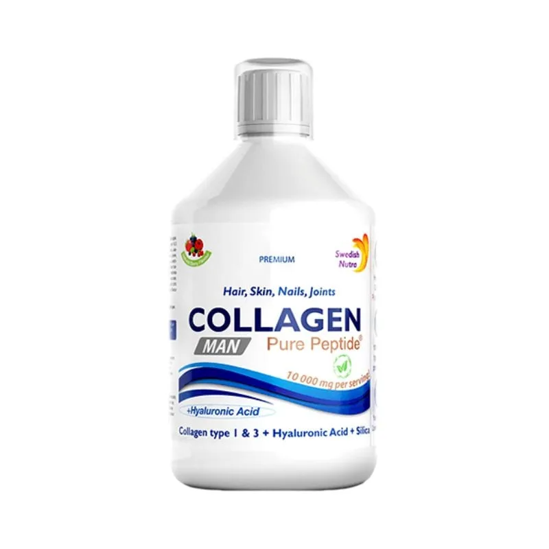 Colagen Hidrolizat Lichid MAN 10000Mg pentru barbati, Tip 1 si 3, 500ml, Swedish Nutra — preț și oferte