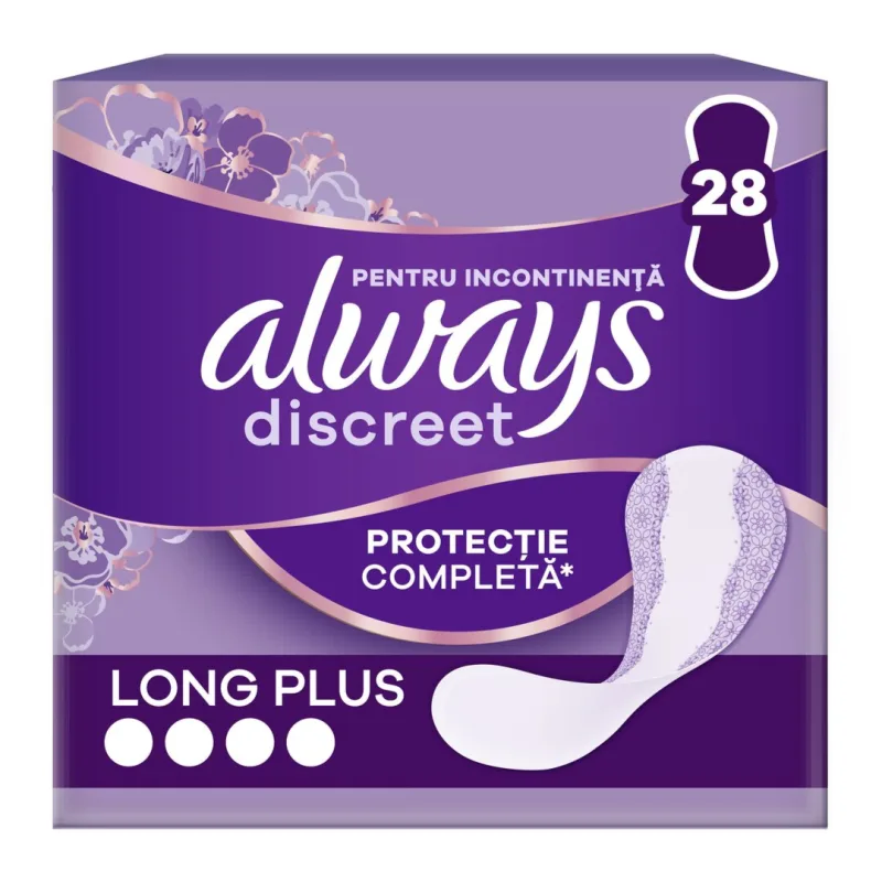 Absorbante zilnice pentru incontinenta urinara Discreet, Long Plus, 28 bucati, Always — preț și oferte