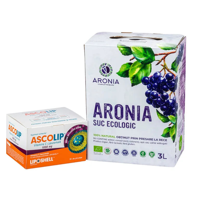 Pachet Promoțional - Vitamina C Lipozomală 1000 mg LIPOSHELL® + Suc de Aronia 3L — preț și oferte