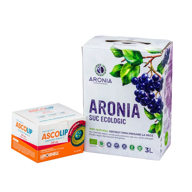 Pachet Promoțional - Vitamina C Lipozomală 500mg LIPOSHELL® + Suc de Aronia 3L — preț și oferte
