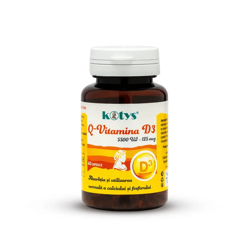 Q-Vitamina D3 5000UI, 60cps, Kotys Produse Kotys — preț și oferte