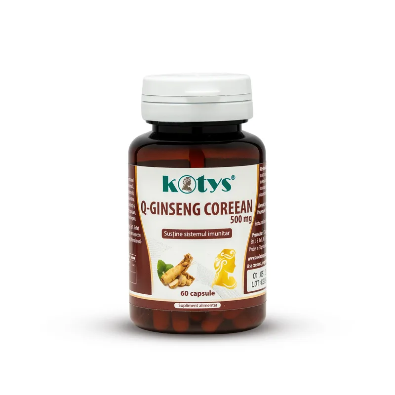 Q-Ginseng Coreean, 500mg, 60cps, Kotys Produse Kotys — preț și oferte
