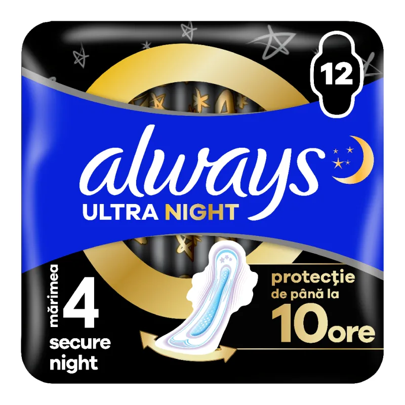 Absorbante Ultra Secure Night, marimea 4, 12 bucati, Always — preț și oferte