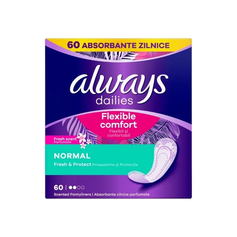 Absorbante zilnice Liners Normal, 60 bucati, Always — preț și oferte