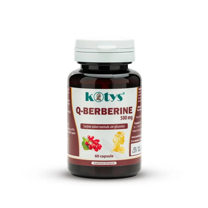 Berberina Extract ( 50:1 ) 500 mg – 60 capsule care ajută la menținerea nivelului normal al glicemiei, metabolismului și sănătății cardiovasculare,  Kotys Produse Kotys — preț și oferte