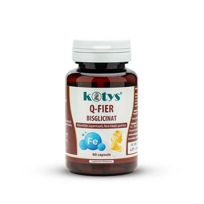 Fier Bisglicinat 36 mg, 60 capsule ,  care este ideal în dietele pentru anemie  si susține producția de globule rosii, Kotys Produse Kotys — preț și oferte