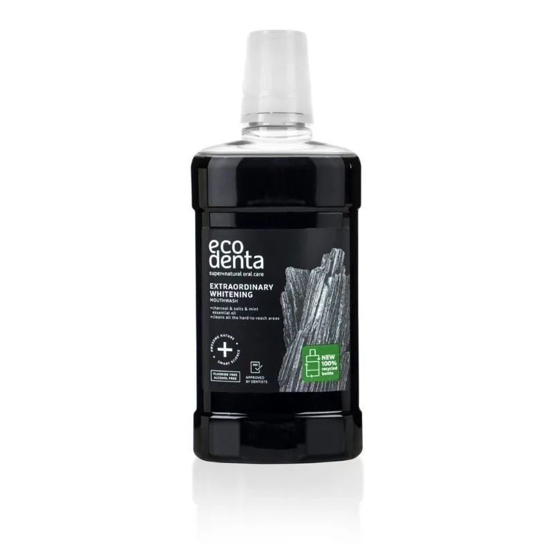 Ecodenta Apa de gura cu carbune cu efect extra albire, 500ml — preț și oferte