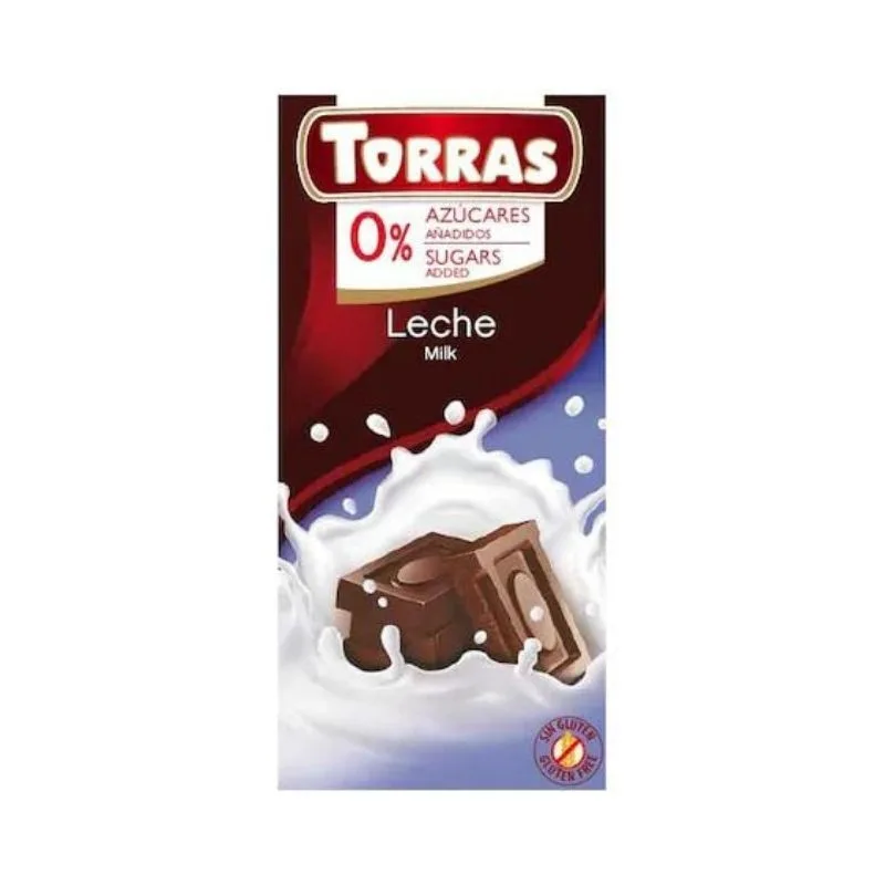 TORRAS Ciocolata cu lapte fara zahar si fara gluten, 75g — preț și oferte