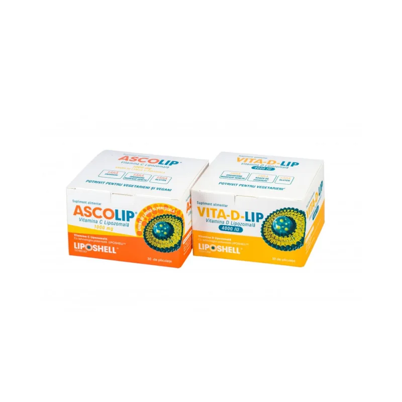 Pachet Promoțional - Vitamina C Lipozomală 1000 mg LIPOSHELL® + Vitamina D Lipozomală 4000 IU LIPOSHELL® — preț și oferte