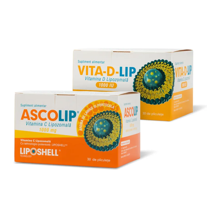 Pachet Promoțional - Vitamina C Lipozomală 1000 mg LIPOSHELL® + Vitamina D Lipozomală 1000 IU LIPOSHELL® — preț și oferte