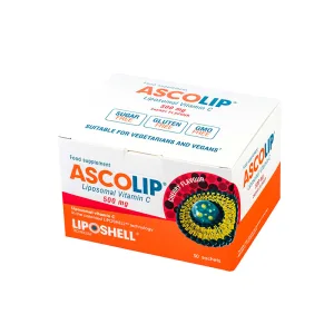 ASCOLIP, Vitamina C Lipozomală 500 mg, cu aromă de cireșe, 30 plicuri, LIPOSHELL®