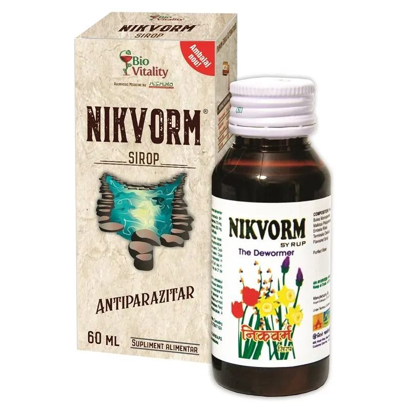 Nikvorm sirop antiparazitar 60ml - Bio Vitality — preț și oferte