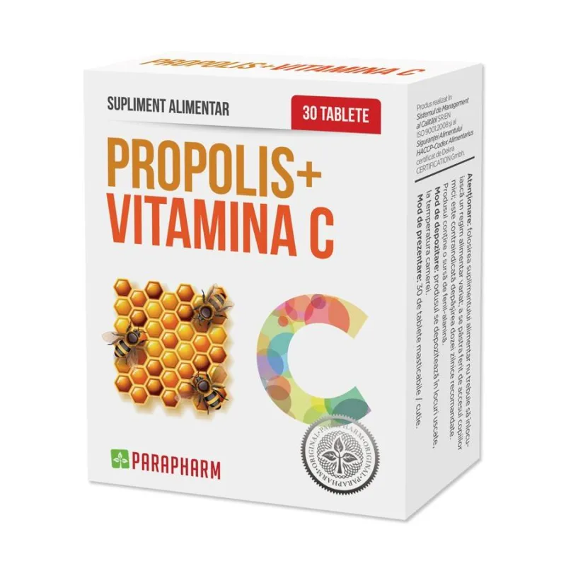 Propolis + Vitamina C, 30 tablete masticabile, ParaPharm Quantum Parapharm — preț și oferte