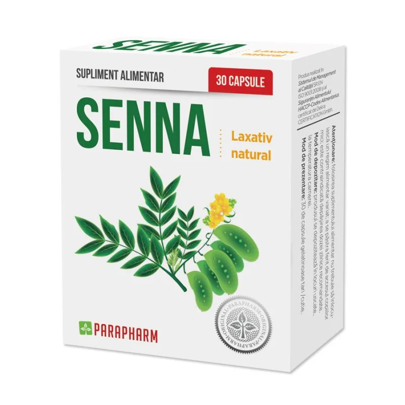 Senna - laxativ pentru constipatie - 30cps, Parapharm Quantum Parapharm — preț și oferte