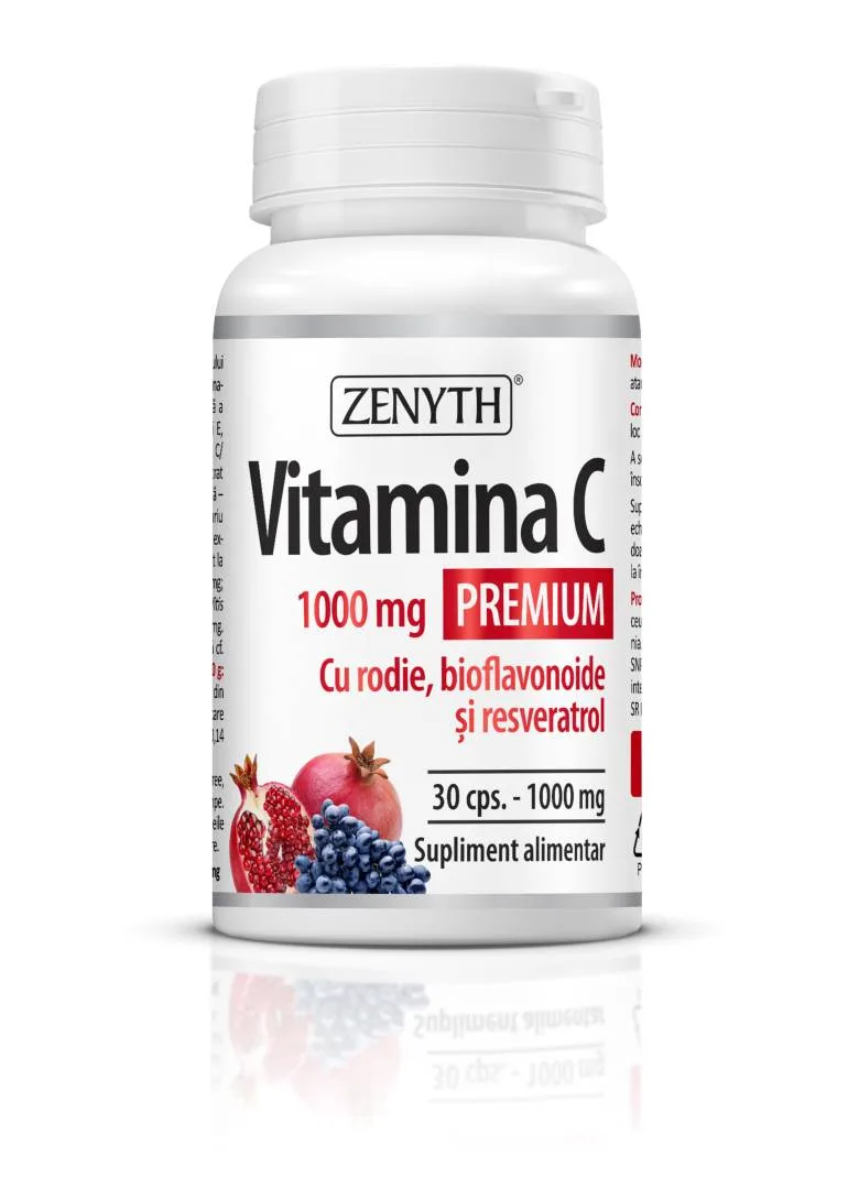 Vitamina C Premium cu rodie, bioflavonoide si resveratrol 1000mg - Zenyth - 60 capsule — preț și oferte