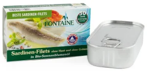 Sardine in ulei de floarea soarelui, eco-bio, 120g - Fontaine