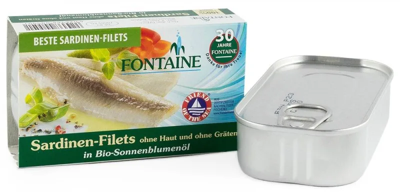 Sardine in ulei de floarea soarelui, eco-bio, 120g - Fontaine — preț și oferte