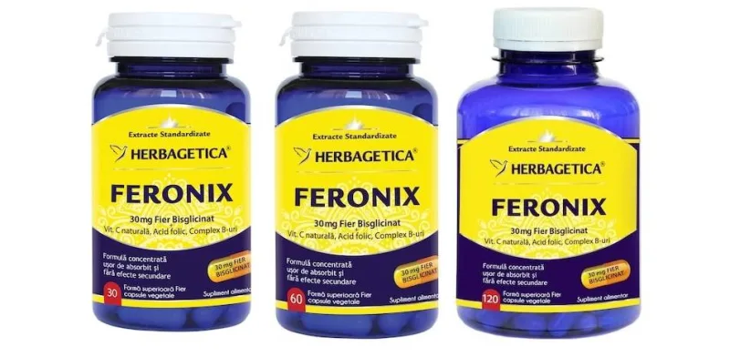 Feronix (Fier Bisglicinat) - Herbagetica - 30 capsule — preț și oferte