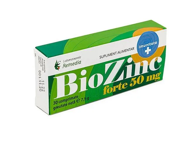Bio Zinc Forte 50mg, 30cpr - Remedia — preț și oferte