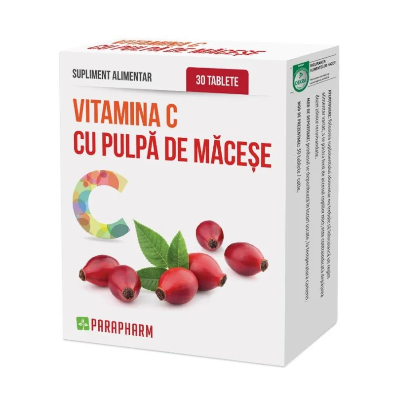 Vitamina C cu pulpa de macese, 30tablete - Parapharm Quantum Parapharm — preț și oferte