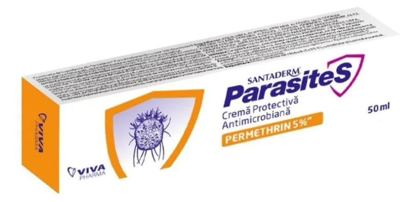Crema protectiva antimicrobiana cu Permetrina 5%, Parasites 50ml - Viva Pharma — preț și oferte