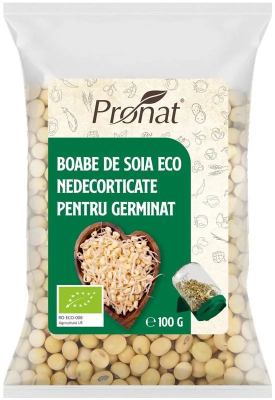 Boabe de soia nedecorticate pentru germinat Eco-Bio 100g - Pronat — preț și oferte