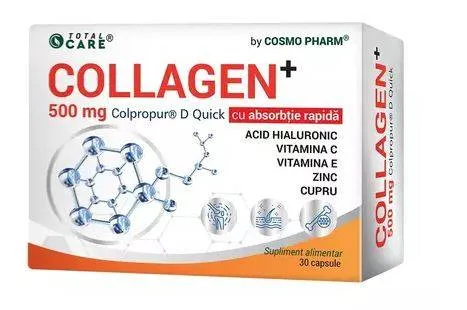 Collagen+ 500mg, sustine sanatatea articulatiilor, piell, parului, oaselor si muschilor, 30cps - Cosmo Pharm — preț și oferte