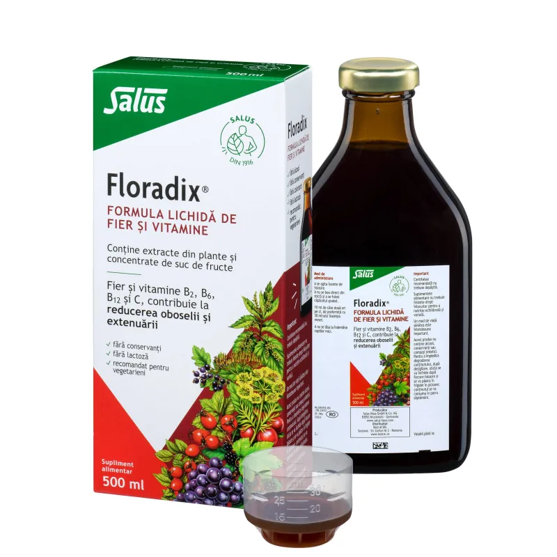 Floradix Elixir bio cu fier, 500 ml, SALUS HAUS — preț și oferte