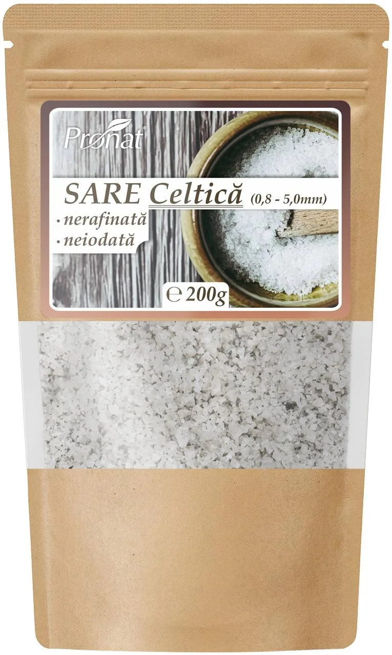 Sare celtica grunjoasa, nerafinata, neiodata 200g - Pronat — preț și oferte