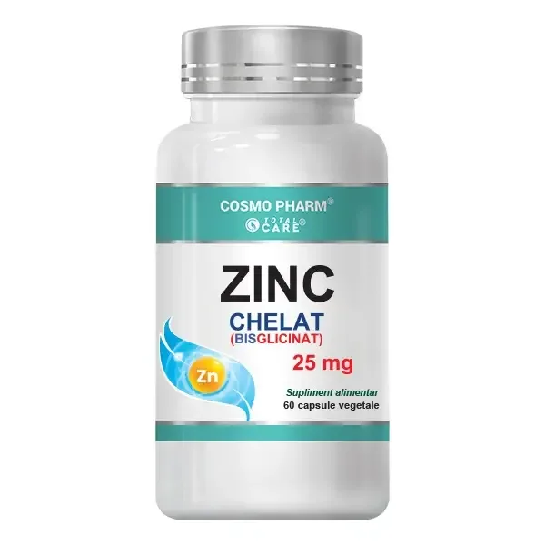 Zinc chelat (bisglicinat) 25mg, 60cps - Cosmo Pharm — preț și oferte