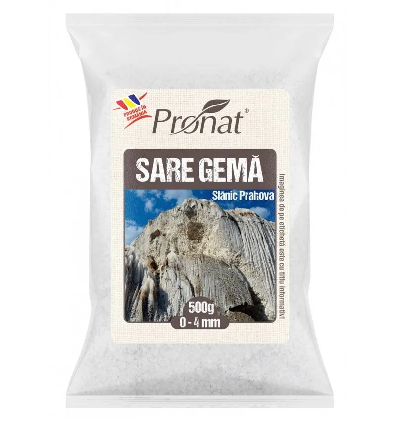Sare alimentara, neiodata, neaditivata, Slanic Prahova, gema 0-4 mm, 500 g, Pronat — preț și oferte
