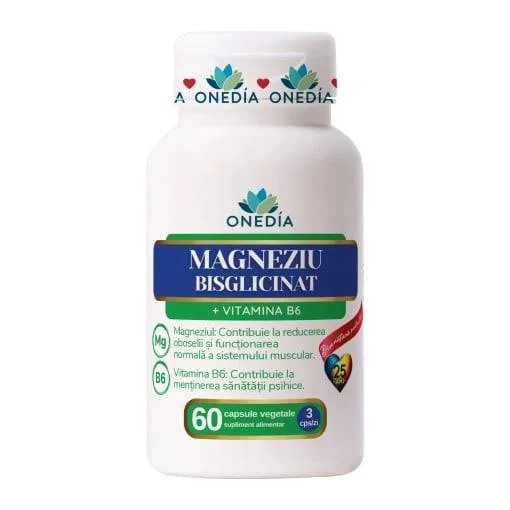Magneziu Bisglicinat + Vitamina B6, 60 capsule, Onedia — preț și oferte