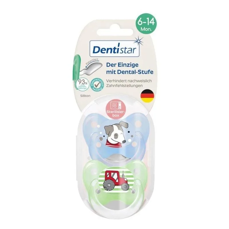 Suzete cu inel, silicon, talia 2 + Steribox, diverse modele, Dentistar — preț și oferte