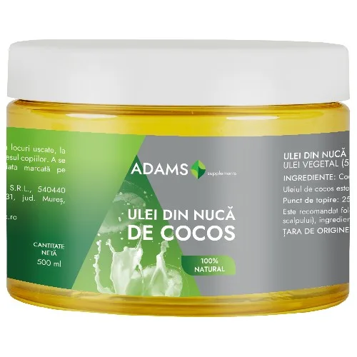 Ulei din nuca de Cocos, uz alimentar, 500ml, Adams Supplements — preț și oferte