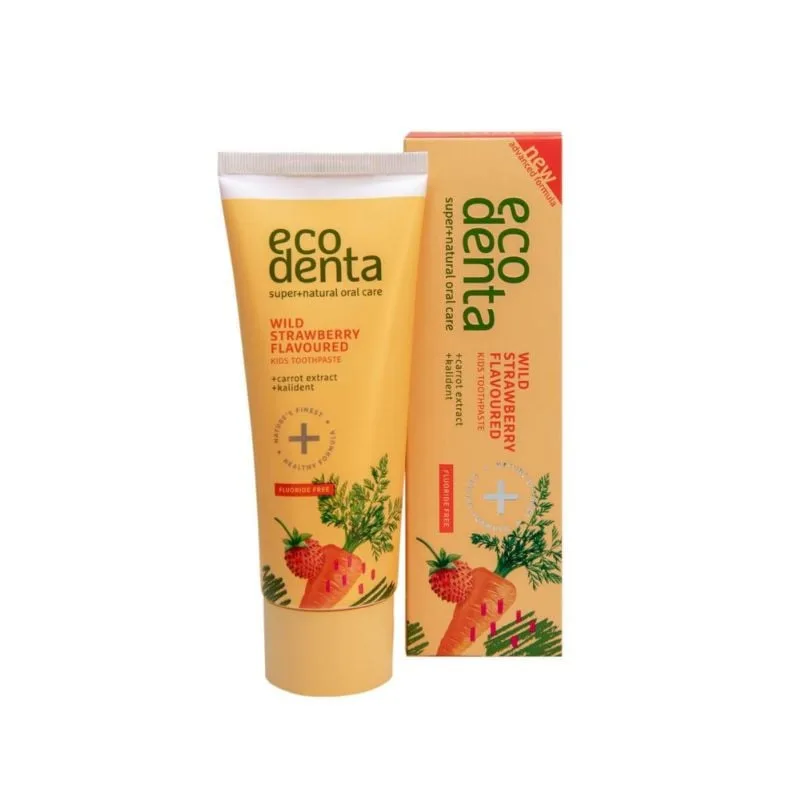 Ecodenta Pasta de dinti copii cu capsuni si morcov, 75ml — preț și oferte