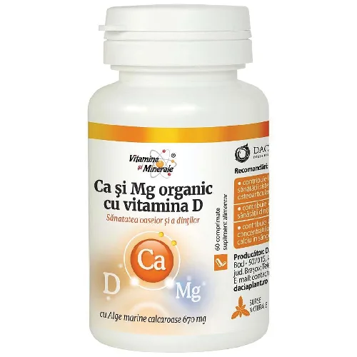 Calciu & Magneziu Organic cu Vitamina D 60cpr Dacia Plant — preț și oferte