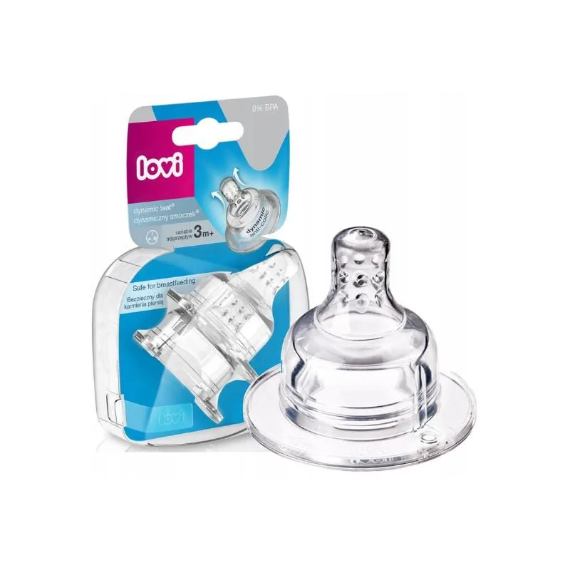 LOVI Dynamic, Tetina silicon, Cu flux variabil, +3 luni, 2 bucati — preț și oferte