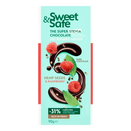 Ciocolata Amaruie cu Seminte de Canepa si Zmeura 90gr Stevia — preț și oferte