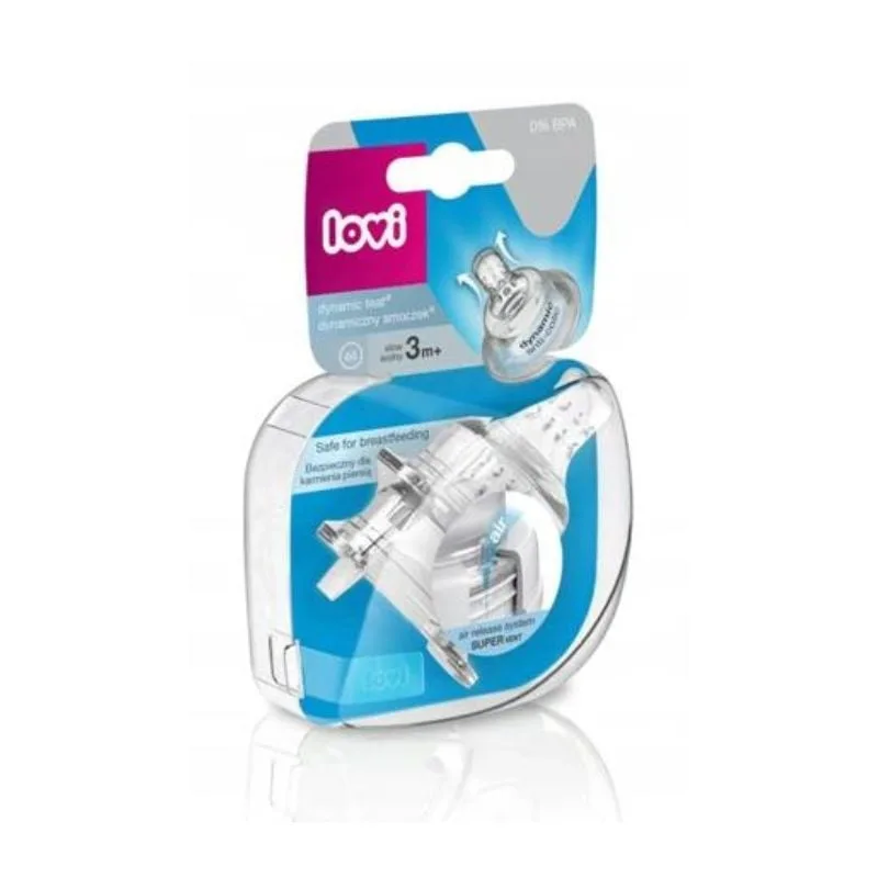 LOVI Dynamic, Tetina silicon, Cu flux lent, +3 luni, 2 bucati — preț și oferte